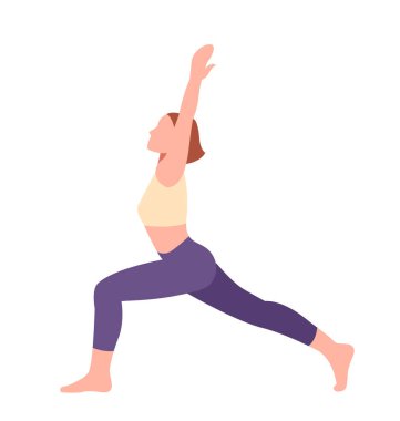 Yoga pozu renk simgesi. Spor üniformalı kadın esniyor. Asya 'daki genç kız. Hobi ve boş zaman. Konsantrasyon ve meditasyon. Düz vektör çizimi beyaz arkaplanda izole edildi