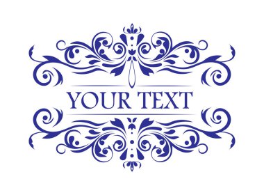 Klasik el yazısı girdabı. Organik çiçek süsü ya da motifli klasik çerçeve ve metin için alan. Tebrik kartı için tasarım ögesi. El çizimi vektör çizimi arkaplanda izole edildi