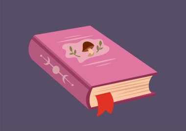 Tatlı Cadılar Bayramı Etiketi. Büyü kitabı ya da cadı büyüsü özelliği olan renkli tasarım öğesi. Şeker mi şaka mı? Korku festivalini kutlamak için simge. Düz çizgi film vektör çizimi arkaplanda izole edildi