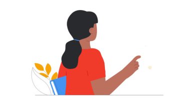 Edebiyat hayranıyım. Okumak için kitap seçen mutlu bir kızla taşınan afiş. Okuma aşkı. Sınava hazırlanan ve kütüphanede okuyan karakter. Düz ana hatlı canlandırılmış grafikler