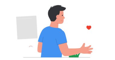 İnsan ekolojiyle ilgilenir. Alternatif enerji kaynakları ya da yeşil elektrik kullanan mutlu bir adamla afiş taşımak. Çevre dostu sürdürülebilir yaşam tarzı. Düz ana hatlı canlandırılmış grafikler