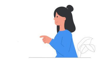 Sorunları çözmek. Elinde yapboz parçası olan kadın girişimciyle afiş asmak ve iş sorunları çözümünü düşünmek. Hataları düzeltmek ve kararlar vermek. Düz ana hatlı canlandırılmış grafikler