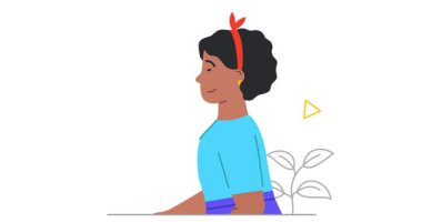 İnsanlar zamanla etkileşir. Kadın ofis çalışanının olduğu afişi taşıyarak, işi tamamlamak için harcanan zamanı geri sayıyorum. Kendi kendini düzenleme ve etkili planlama. Düz grafik çizgi film