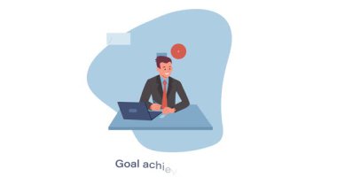 İş hırsları. Amaçlarına ve finansal başarılarına ulaşmak için çabalayan erkek girişimci pankartı. Liderlik, kişisel gelişim ve beceri geliştirme. Düz grafik çizgi film