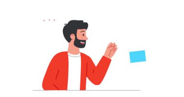 Akıl ve davranış. İstatistikleri, grafikleri ve grafikleri analiz eden adamla birlikte hareket ediyoruz. Analitik zihniyeti olan karakter. Psikoloji ve Düşünme. Düz grafik çizgi film