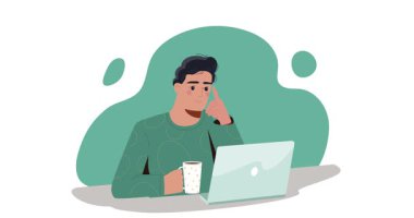 Yeni bir fikri olan bir işçi. Ofis çalışanlarının beyin fırtınası yaptığı ve iş için yaratıcı çözümler ürettiği afişler. İlham ve problem çözme. Düz grafik çizgi film