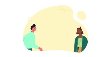 İş etkinliği sahnesi. Erkek ve kadın girişimcilerin ortaklık işareti olarak el sıkıştığı afişler. Anlaştık mı anlaşalım mı? Çalışanların takım çalışması. Düz grafik çizgi film