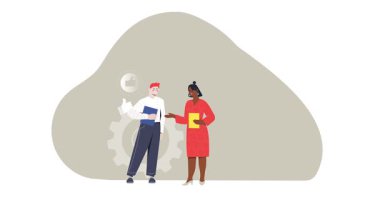 Müşteri sadakati. Yıldızları tutan müşterilerin ve kullanıcıların olduğu afişleri taşımak, geri bildirim vermek ve değerlendirmeyi kaliteye göre bırakmak. Tüketici memnuniyeti. Düz grafik çizgi film