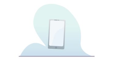 İnsanlar akıllı telefon uygulamaları kullanıyor. Telefon ekranının yanında duran ve çeşitli programlar ve programlar kullanan küçük karakterli afişler. Modern dijital teknolojiler. Düz grafik çizgi film