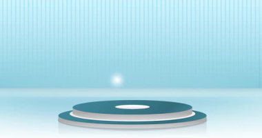 Üç boyutlu soyut sahne. Hareketli bayrak ya da yuvarlak podyum, sahne ya da mavi parıltı ve bulutlarla süslenmiş kaide. Ürün sunumu ve ödülü için tasarım elemanı. Gerçekçi 3D canlandırma grafiği