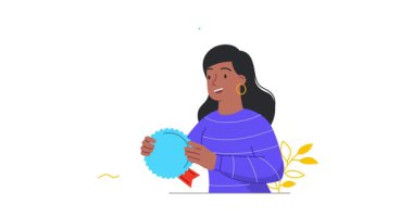 Ürün güvenliği ve kalite kontrolü. Ürün üreticisinin standartlara uyduğunu onaylayan kalite sertifikası aldığı afiş. Akreditasyon ya da garanti. Düz grafik çizgi film