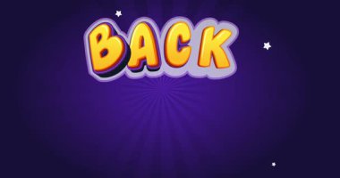 Okula dönelim. Retro 3D metin ya da harflerle renkli afişler. Okulda eğitim, öğrenim ve öğrenim. Sosyal ağlar için tasarım ögesi. Düz grafik çizgi film