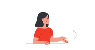 Web tasarımcısı. Yaratıcı kadın tasarımcıyla birlikte dijital ürün arayüzü ya da iniş sayfası düzeni oluşturan hareketli pankart. Web sitesini içerikle dolduruyorum. UX ve UI. Düz grafik çizgi film