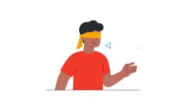 Yaşam yolunu arıyorum. Kimliğini arayan düşünceli bir adamın olduğu afişi gözleri kapalı hareket ettiriyor. Hayattaki amacını bulmak. Kader ve Bilinmeyen Gelecek. Düz grafik çizgi film