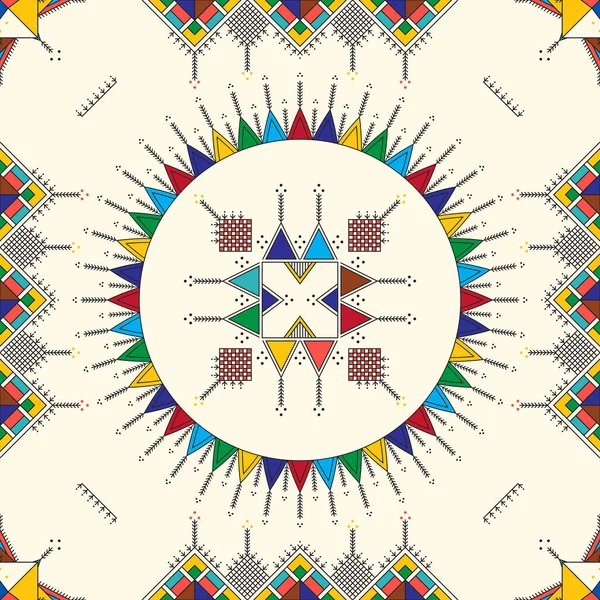 受Al Qatt Asiri传统绘画启发的装饰几何重复图案 — 图库矢量图片
