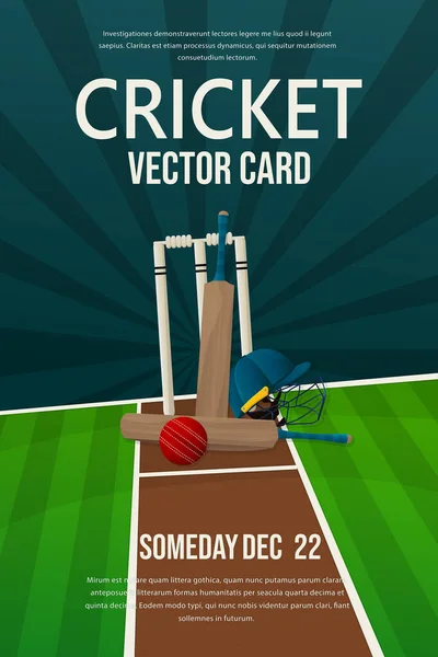 Flyer Cricket Design Affiche Modèle Modifiable Vectoriel Invitation Sportive Terrain — Image vectorielle
