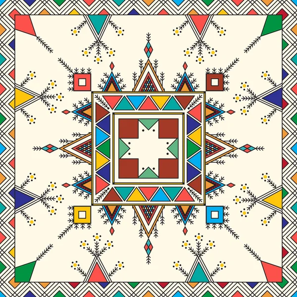 Modello Decorativo Geometrico Ripetitivo Ispirato Dipinti Tradizionali Qatt Asiri — Vettoriale Stock