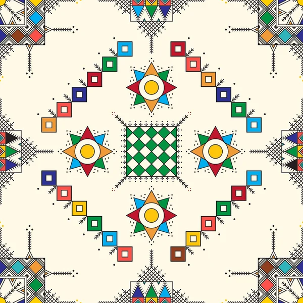 Modello Decorativo Geometrico Ripetitivo Ispirato Dipinti Tradizionali Qatt Asiri — Vettoriale Stock