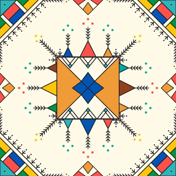 Dekorativní Geometrický Opakující Vzor Inspirovaný Tradičními Malbami Qatt Asiri — Stockový vektor