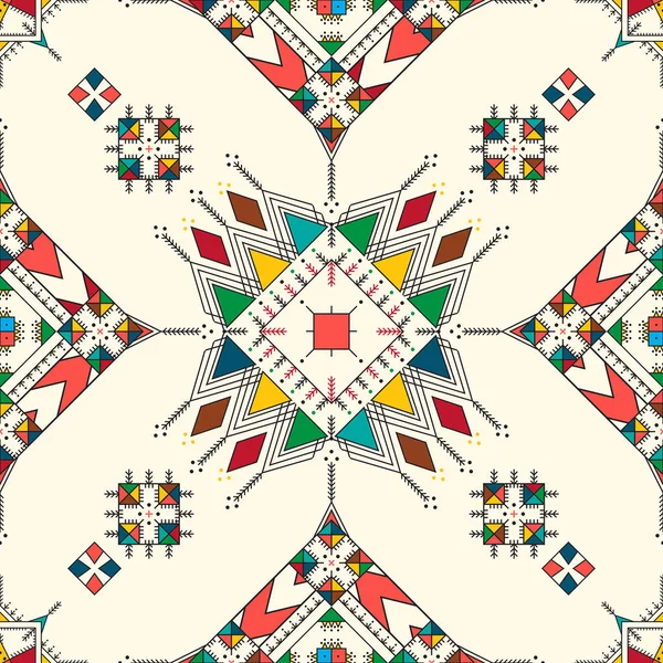 Decorative Geometric Repeating Pattern Inspired Qatt Asiri Traditional Paintings — Stock Vector