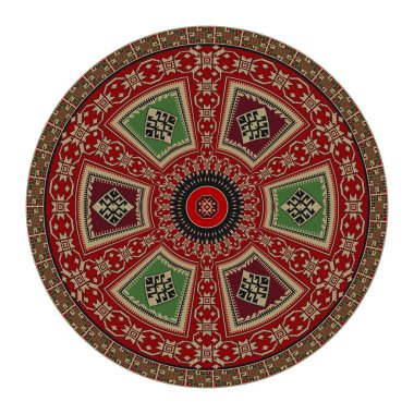 Geleneksel Kilim yuvarlak dekoratif element, vektör şablonu