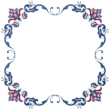 Vector floral frame with traditional Norwegian Rosemaling motif
