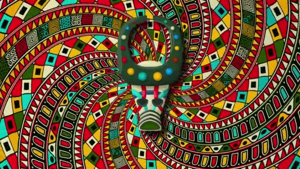 Tribal Mask Rotating Spiral Background Loop Animation — 비디오