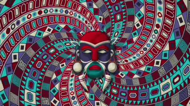 Tribal Mask Rotating Spiral Background Loop Animation — Wideo stockowe