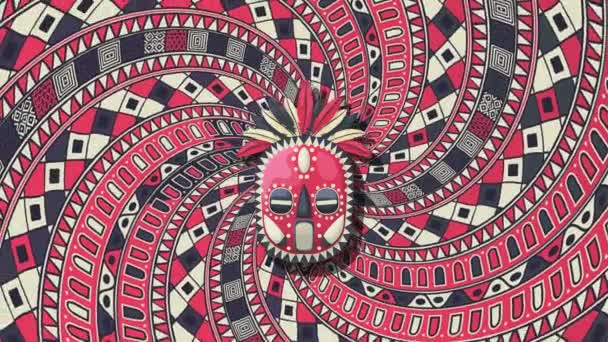 Tribal Mask Rotating Spiral Background Loop Animation — Stock video