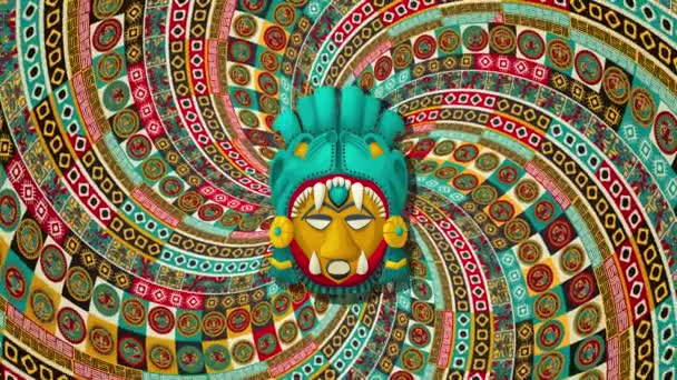 Tribal Mask Rotating Spiral Background Loop Animation — Vídeo de Stock