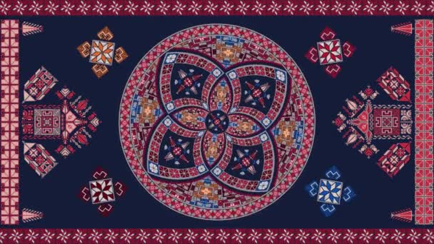 Традиционный Палестинский Вдохновил Tatreez Вышивки Анимированный Фон Композиции Цветах — стоковое видео