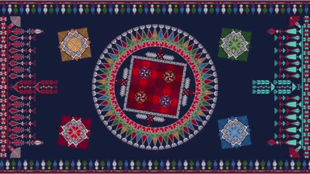 Fond Composition Animé Broderie Tatreez Inspiration Palestinienne Traditionnelle Couleurs — Video