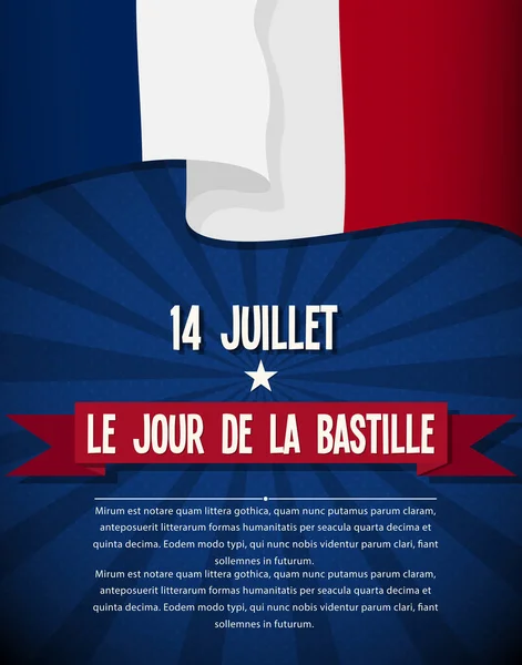 Tagesvektorschablone Zum Französischen Nationalfeiertag Bastille Day Vorlage Für Grußkarten Urlaubsgrüße — Stockvektor