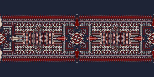 Horizontal Pattern Border Traditional Palestinian Tatreez Embroidery Symbols Vector Illustration — Stock Vector
