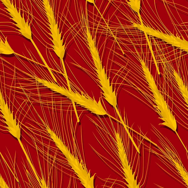 Пшеничные Уши Ветру Бесшовная Векторная Иллюстрация — стоковый вектор