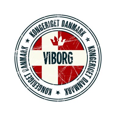 Beyaz arkaplan üzerinde Viborg şehir grunge kauçuk pul vektör ilüstrasyon