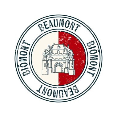 Beaumont, Belçika şehir vektörü grunge kauçuk damgalı beyaz arkaplan