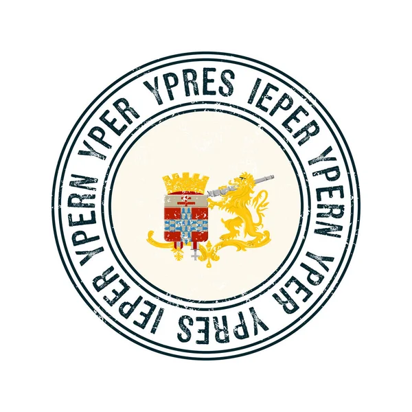 Ypres Belgium City Vector Grunge Rubber Stamp White Background — 图库矢量图片