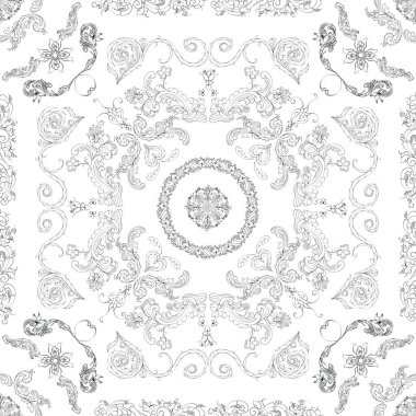 Beyaz arka planda, vektör tekstil şablonunda el çizimi, kusursuz çiçek deseni.