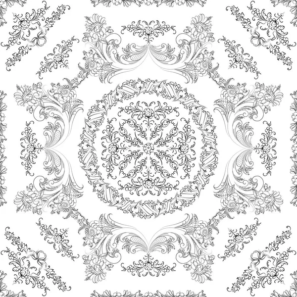 Hand Drawn Seamless Floral Pattern White Background Vector Textile Template — Stock Vector