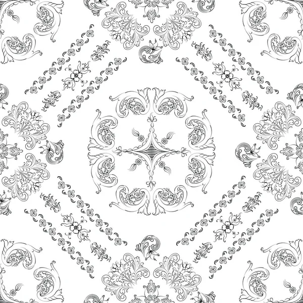 Beyaz Arka Planda Vektör Tekstil Şablonunda Çizimi Kusursuz Çiçek Deseni — Stok Vektör