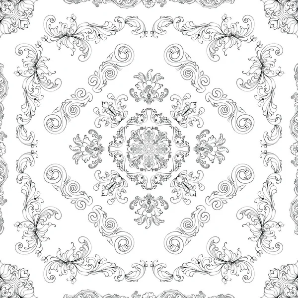 Ручной Рисунок Бесшовный Цветочный Узор Белом Фоне Векторный Текстильный Шаблон — стоковый вектор