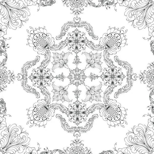 Handgezeichnetes Nahtloses Blumenmuster Auf Weißem Hintergrund Vektor Textilvorlage — Stockvektor