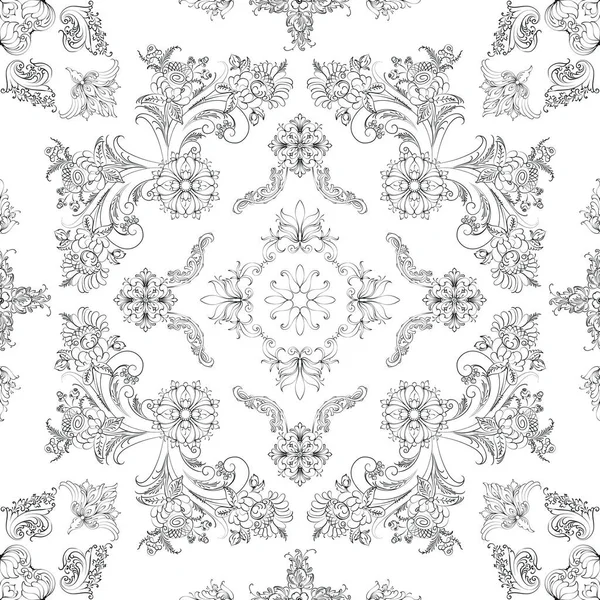 Modèle Floral Sans Couture Dessiné Main Sur Fond Blanc Modèle — Image vectorielle