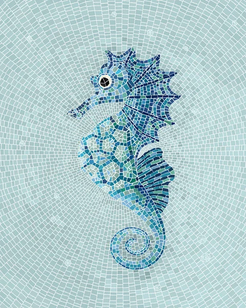 Mosaico Caballito Mar Azul Ilustración Vectorial Vector de stock