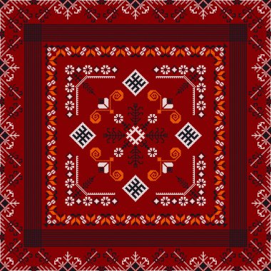 Geleneksel Letonya nakışı pürüzsüz desen, vektör çizimi