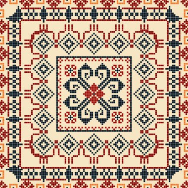 Geleneksel Letonya nakışı pürüzsüz desen, vektör çizimi