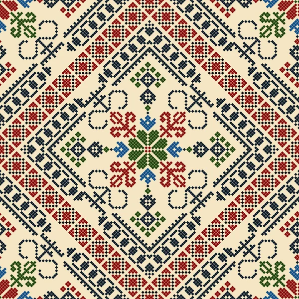 Patrón Sin Costura Bordado Tradicional Letón Ilustración Vectorial — Archivo Imágenes Vectoriales