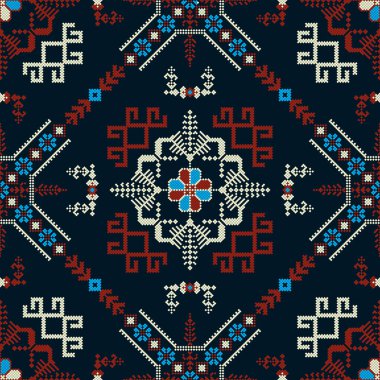 Geleneksel Letonya nakışı pürüzsüz desen, vektör çizimi