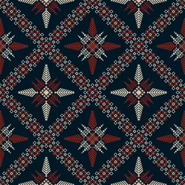 伝統的なラトビア刺繍シームレスなパターン ベクターイラスト — ストックベクタ